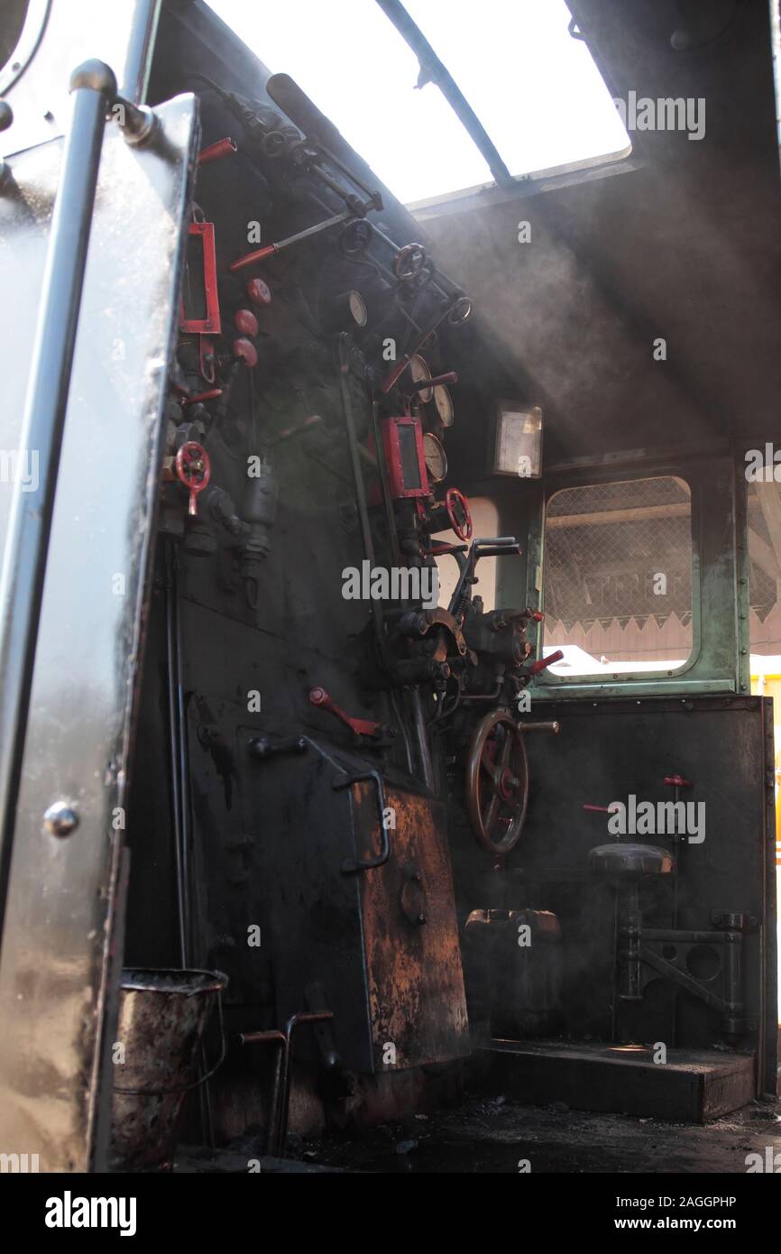 Interior old steam from an historic train still in use for
