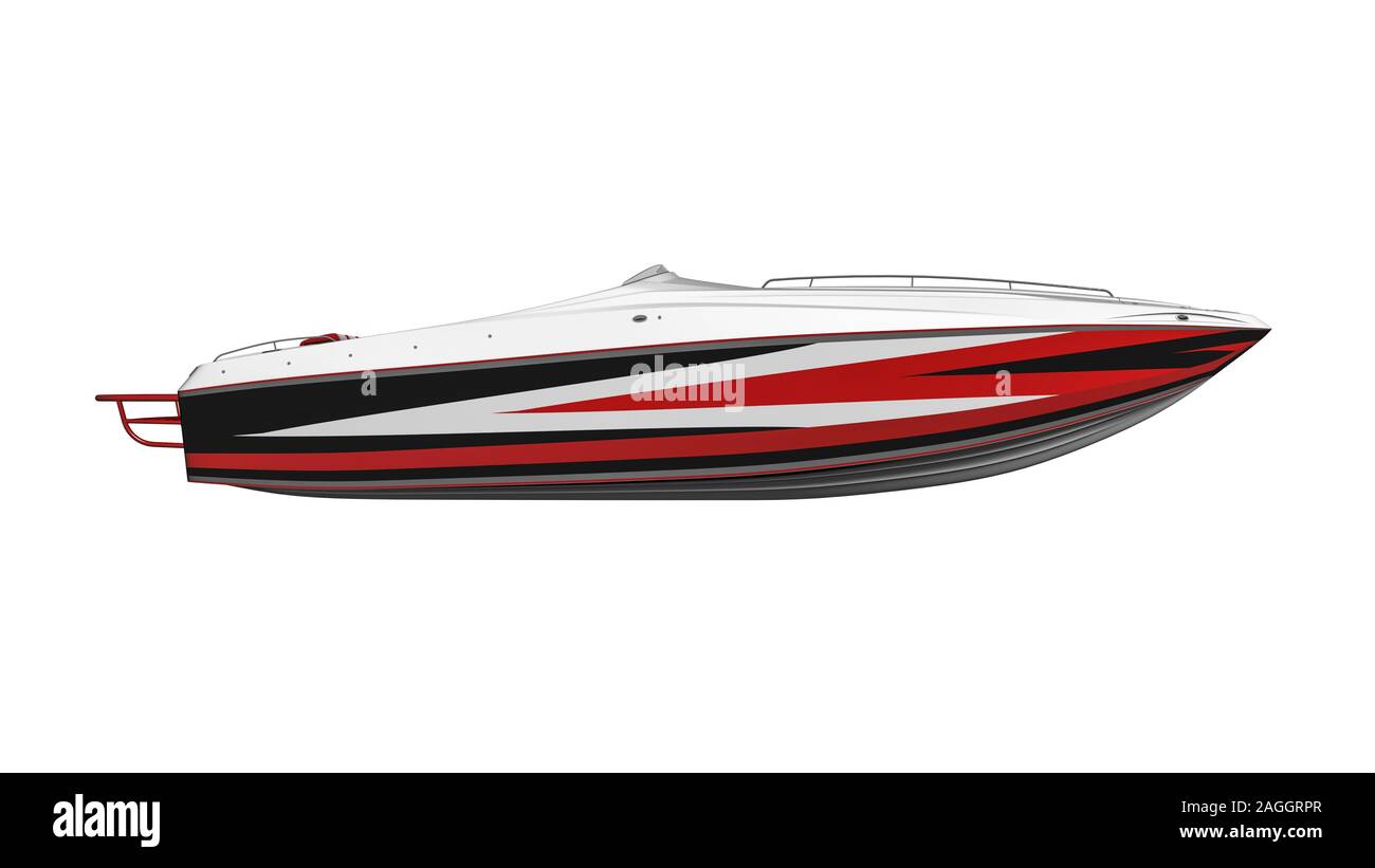 Speed boat, yacht, vessel isolated on white background side view Stock ...
