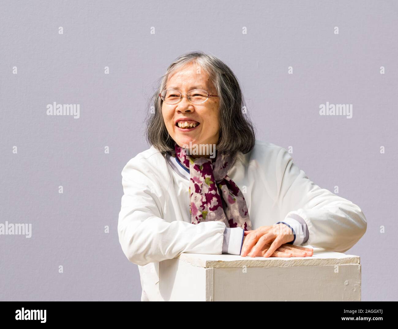 Can Xue, pen name for Deng Xiaohua, a Chinese avant-garde fiction writer and literary critic at Edinburgh International Book Festival 2019 Stock Photo