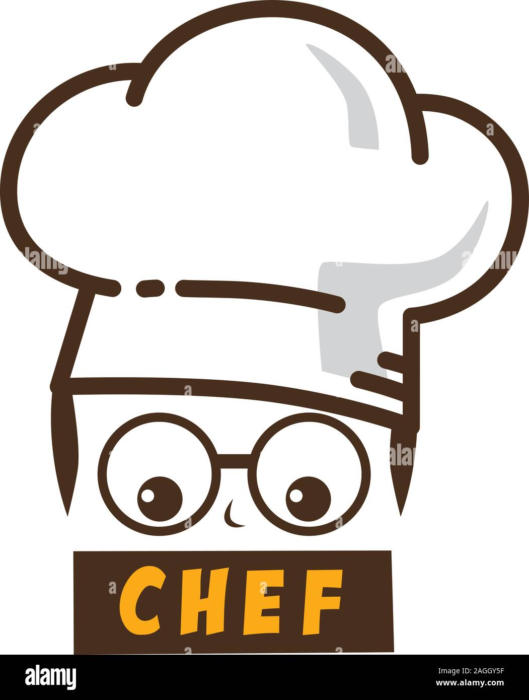 Male Master Chef Character Cartoon Art Logo Icon Vector Stock