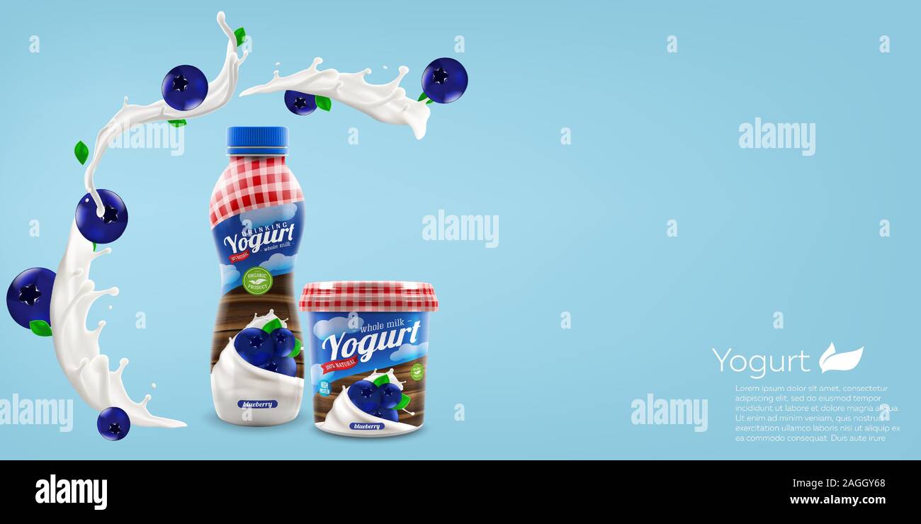 Download Organic Yogurt With Blueberry Bottle And Jar Design Commercial Vector Advertising Mock Up Beverage Product Packaging Realistic Illustration Stock Vector Image Art Alamy