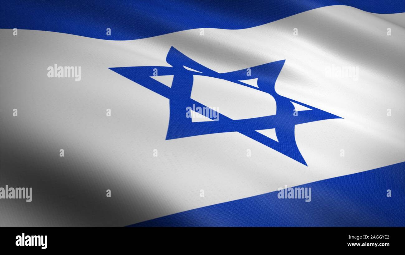 Flag of Israel. Realistic waving flag 3D render illustration with ...