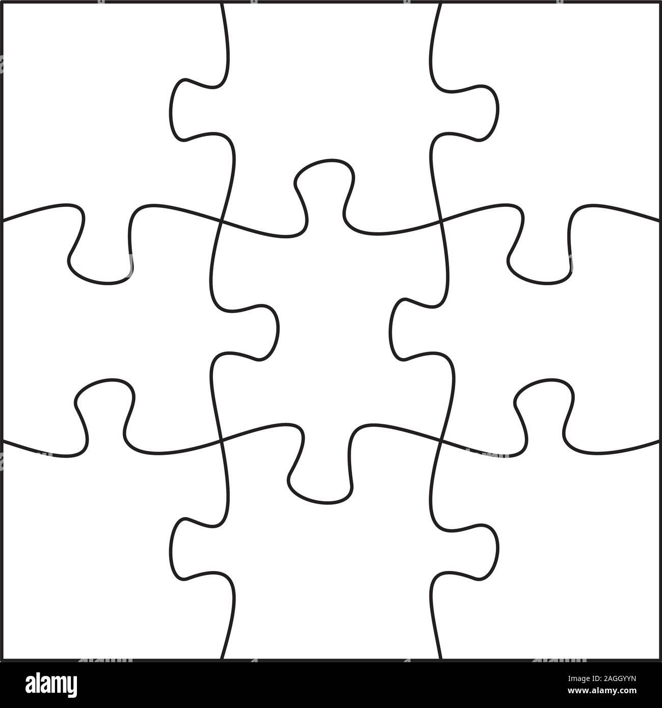 9 jigsaw pieces template. Nine puzzle pieces connected together Stock  Vector Image & Art - Alamy