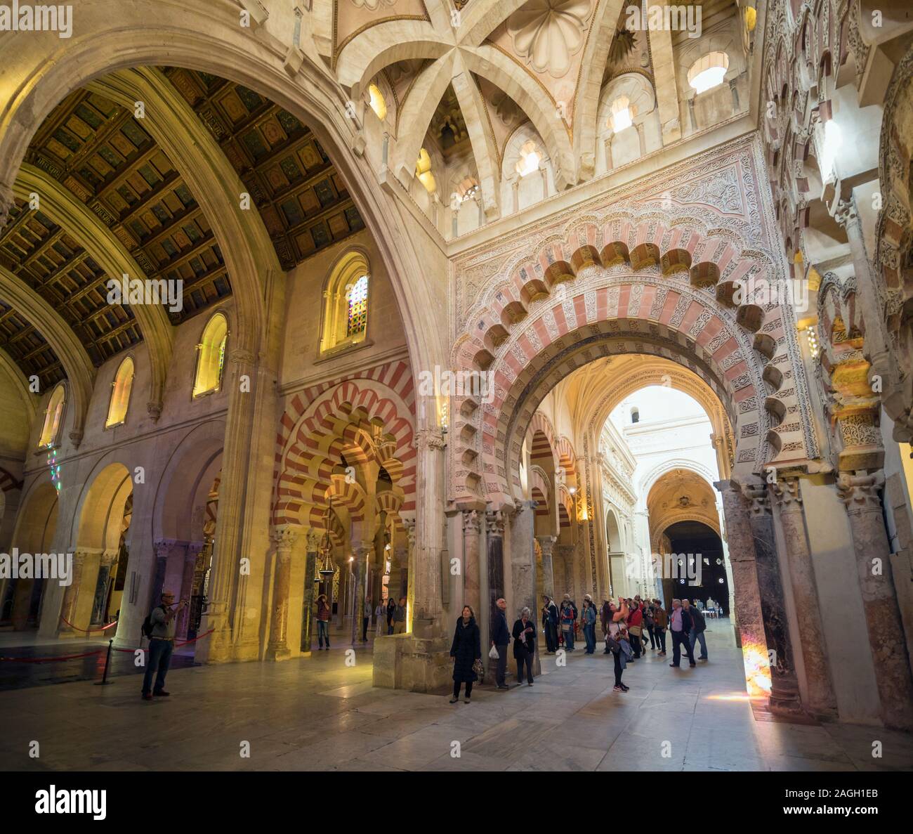 Cordoba, Cordoba Province, Andalusia, southern Spain.   Interior of the Mosque, or la Mezquita, showing mixture of architectural styles, eastern and w Stock Photo