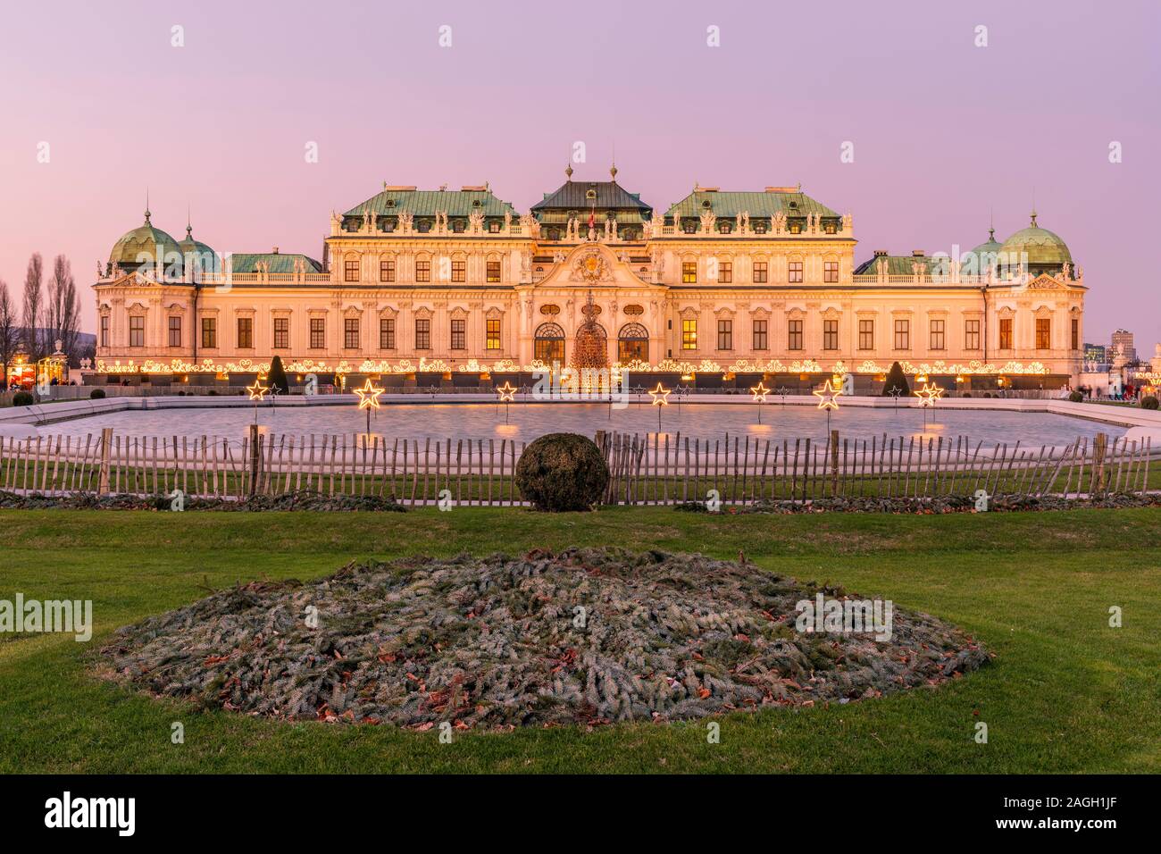 Christmas lights, Upper Belvedere Palace, Vienna, Austria Stock Photo