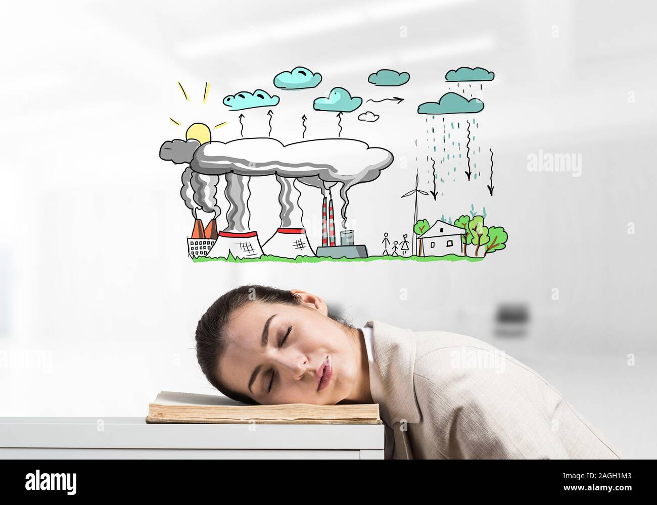 Happy Business Woman Sleeping On Desk Stock Photo 337206019 Alamy