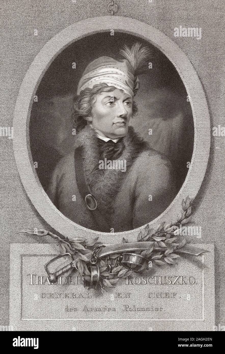 Tadeusz Kościuszko, 1746 - 1817. Polish-Lithuanian military engineer. A national hero of Poland. Stock Photo