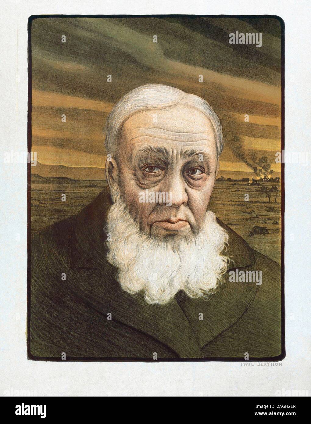 Paul Kruger, 1825 – 1904.  Fullname, Stephanus Johannes Paulus Kruger, 1825 – 1904.  3rd President of the South African Republic.  After a print by French artist Paul Berthon, 1872 - 1934. Stock Photo