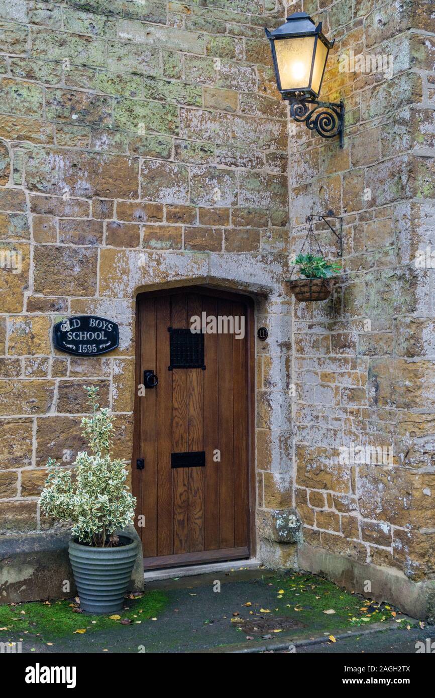 Entrance to the former Boys School, endowed in 1595, in the village of