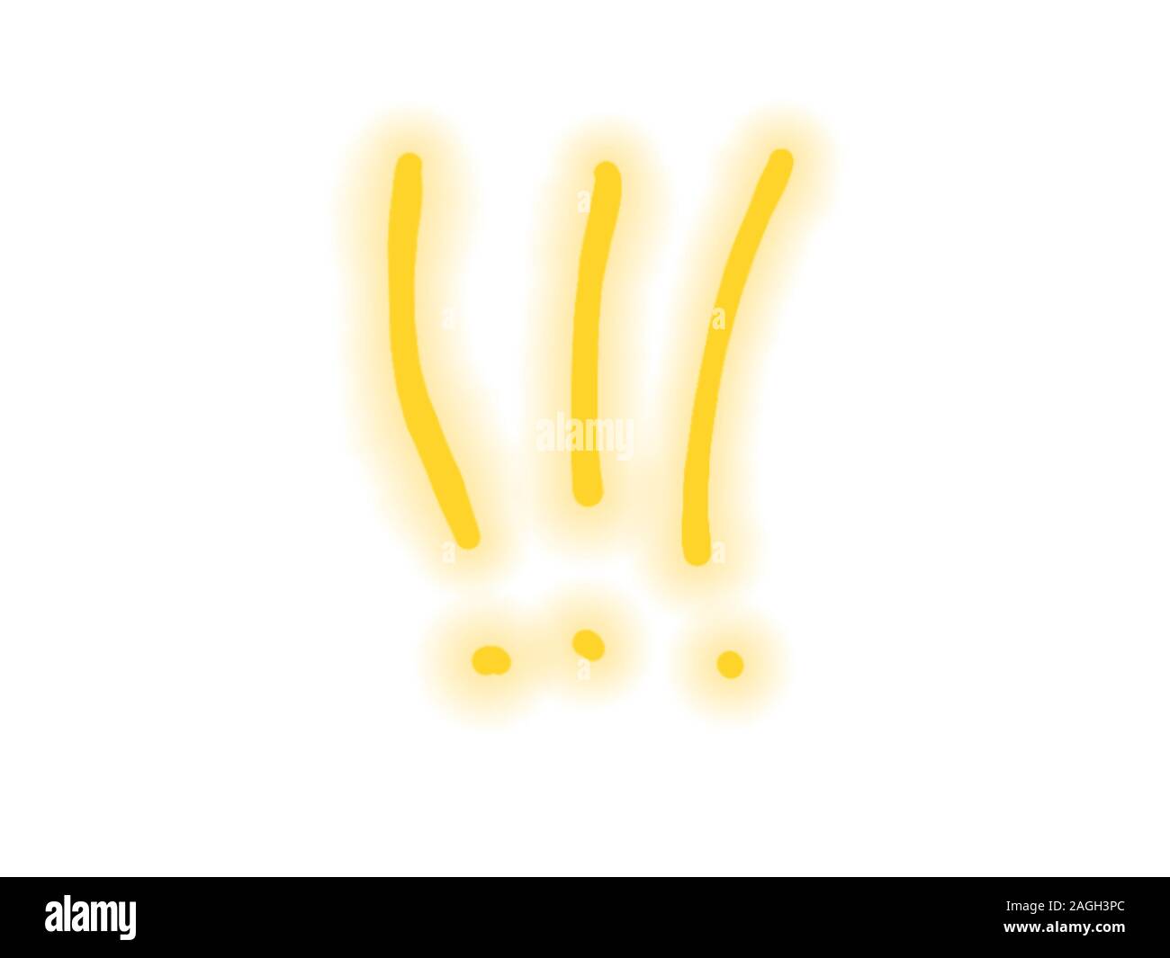 Three yellow exclamation marks on white isolated background Stock Photo