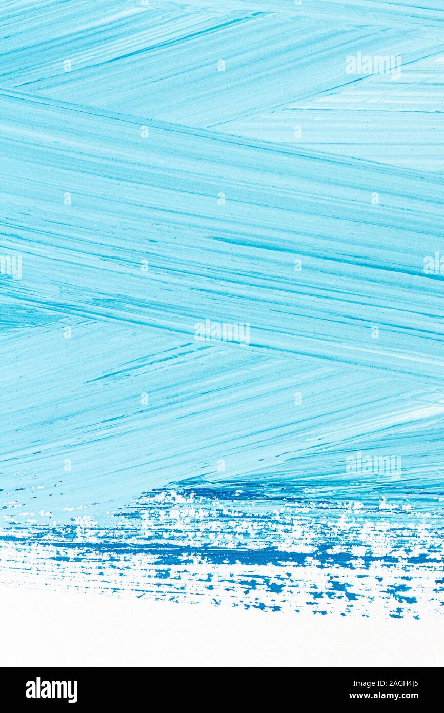 Abstract hand drawn blue acrylic paints background. Brushed texture ...