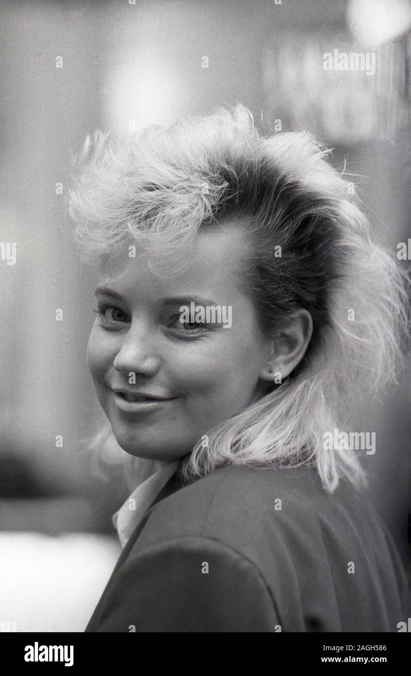 1980s, historical, teenage girl with a hairstyle of the era, England, UK  Stock Photo - Alamy