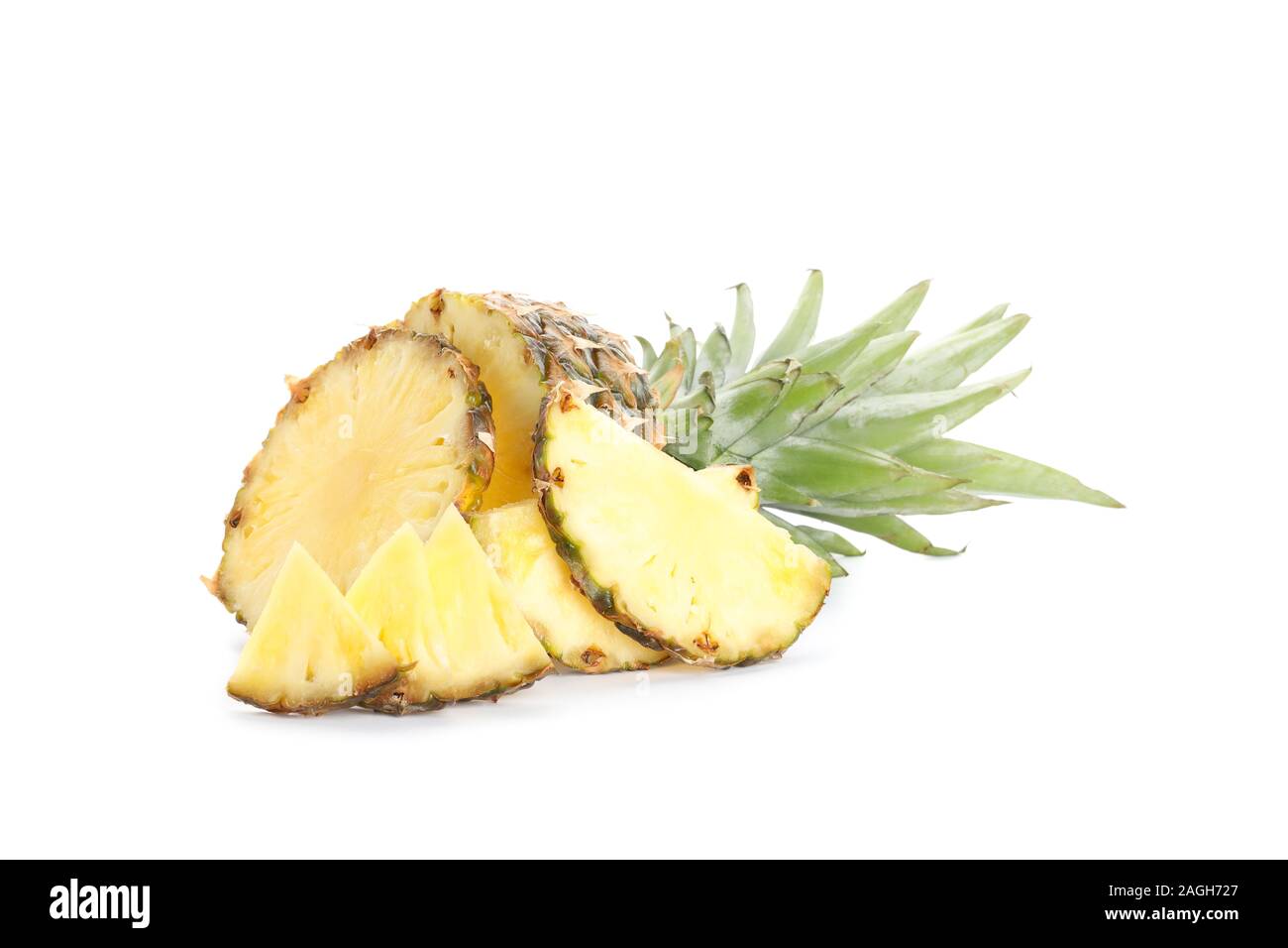 Pineapple and slices isolated on white background Stock Photo - Alamy