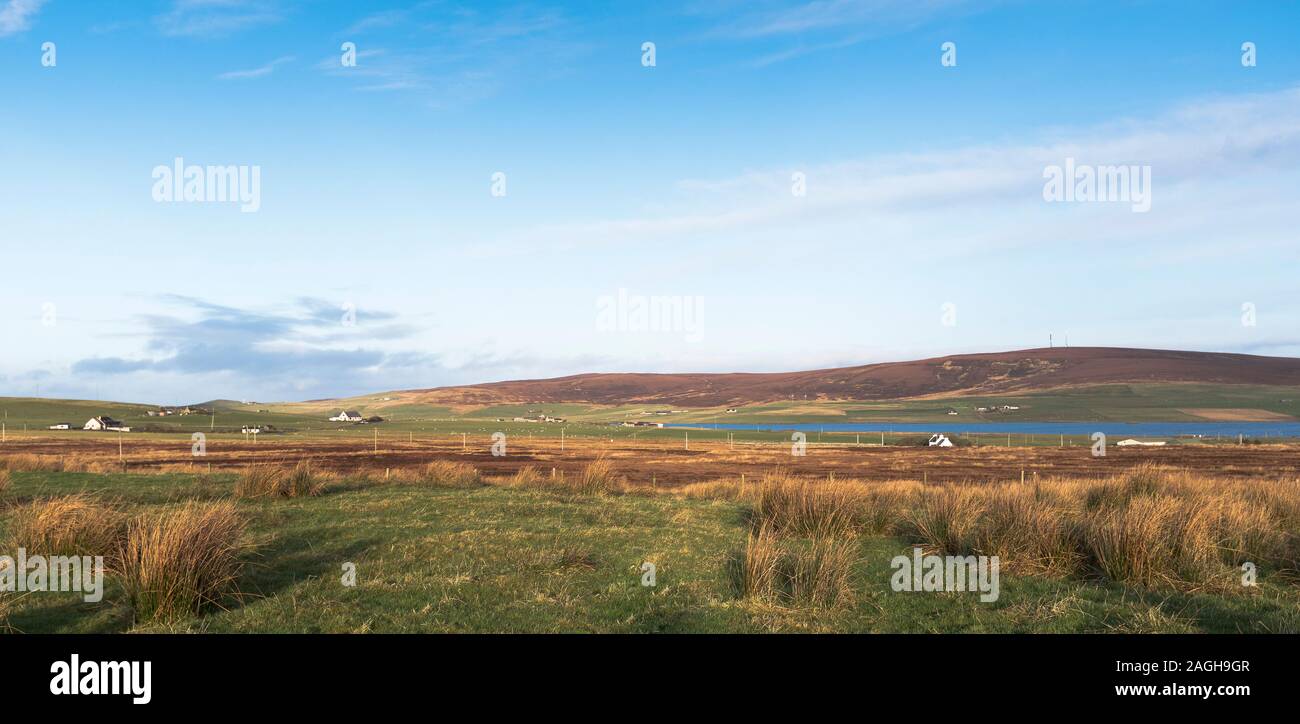 dh ORPHIR ORKNEY Landscape Countryside loch hills landscapes scotland Stock Photo