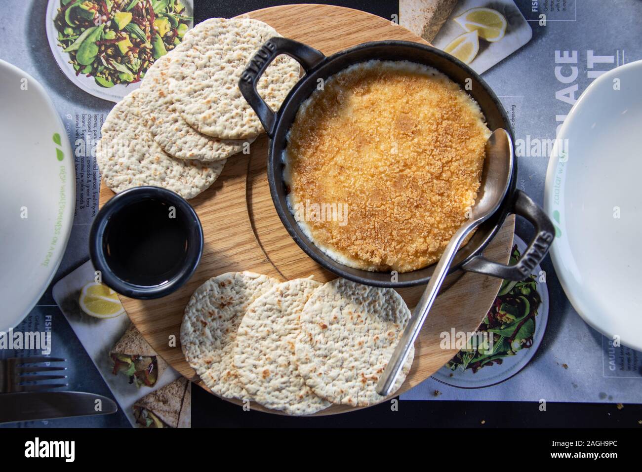 Knafeh Zaatar W Zeit Restaurant Beirut Lebanon Stock Photo