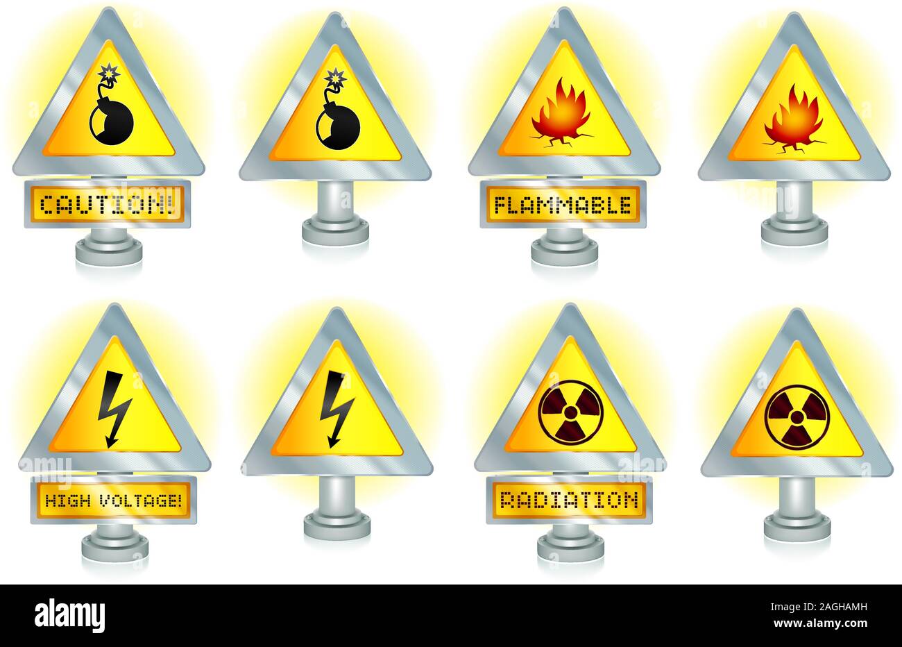 Signs Warning High Radiation Risk