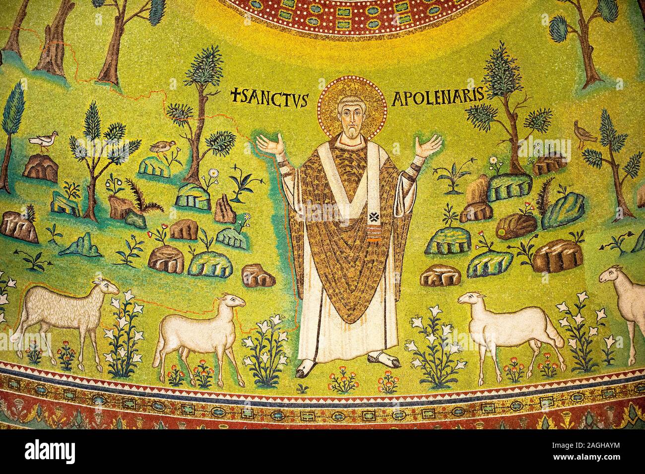 Byzantine mosaic interior of the Basilica of Sant' Apollinare in Classe