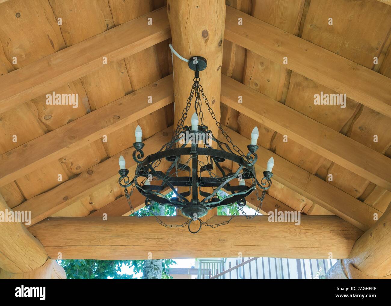 Round Black Wrought Iron Chandelier With Bulbs Weighs In The