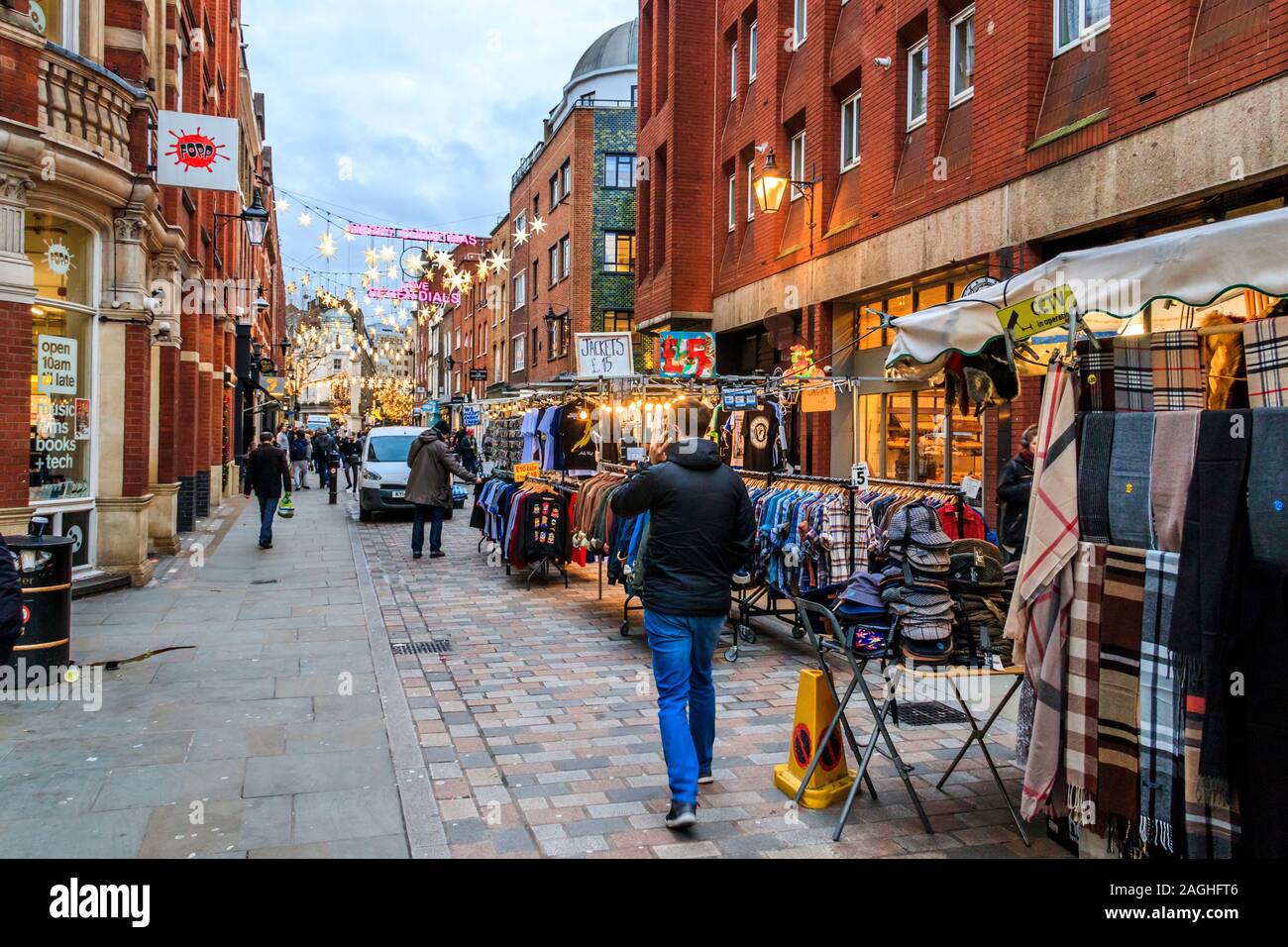 Street market in Earlham Street, Covent Garden, London, UK Stock Photo