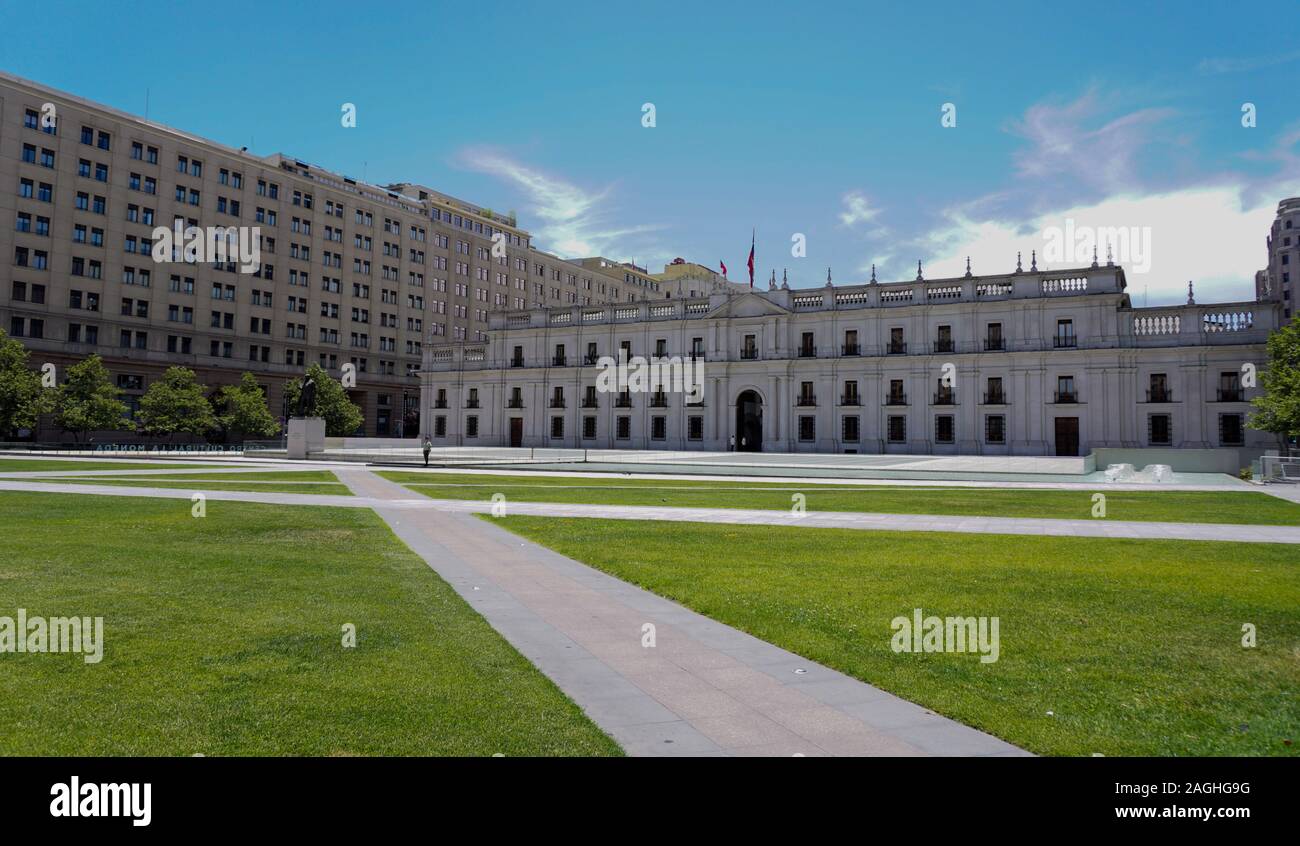 Plaza constitucion' located 1 block from the Palacio de la Moneda in Santiago de Chile Stock Photo