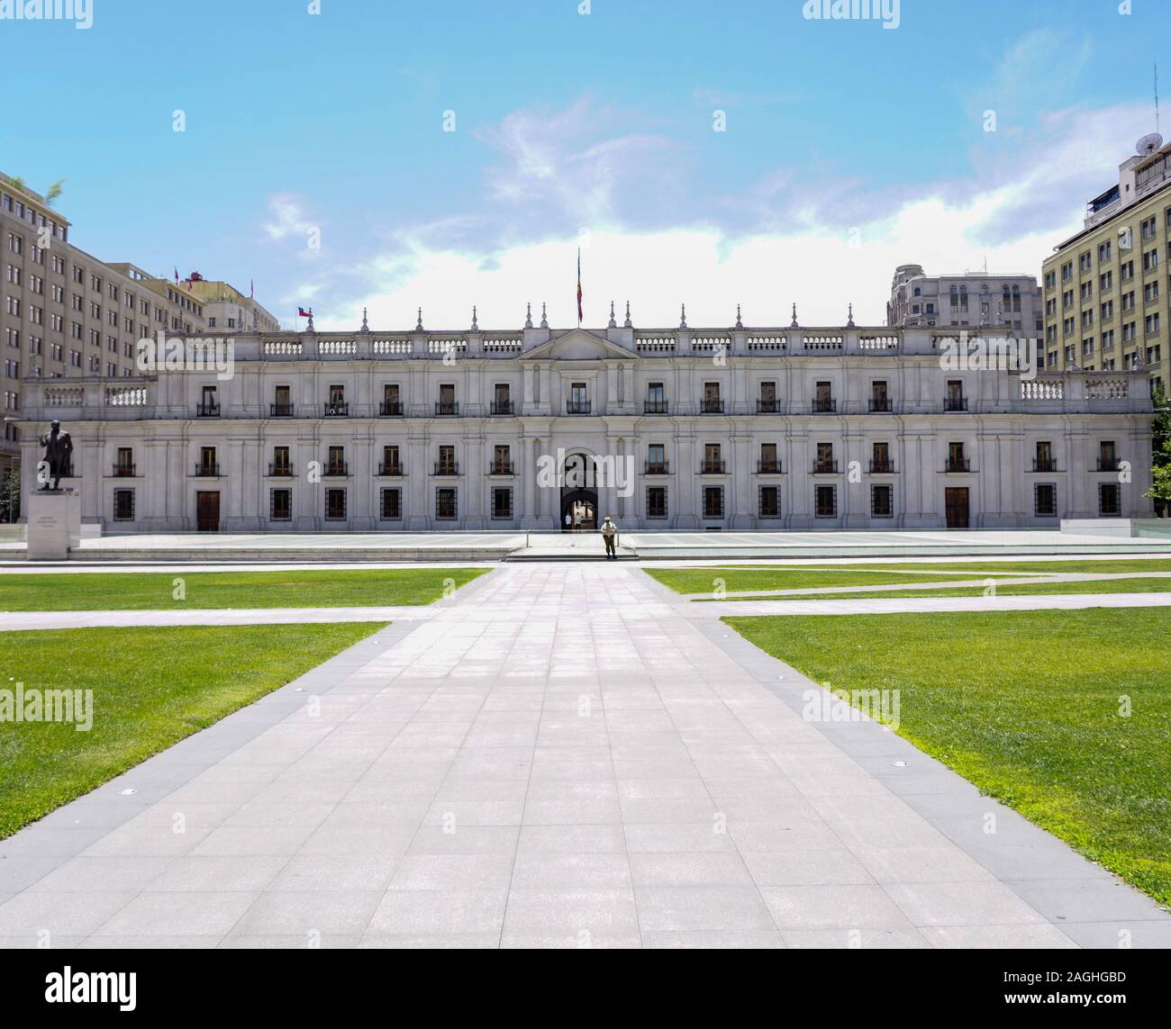 Plaza constitucion' located 1 block from the Palacio de la Moneda in Santiago de Chile Stock Photo