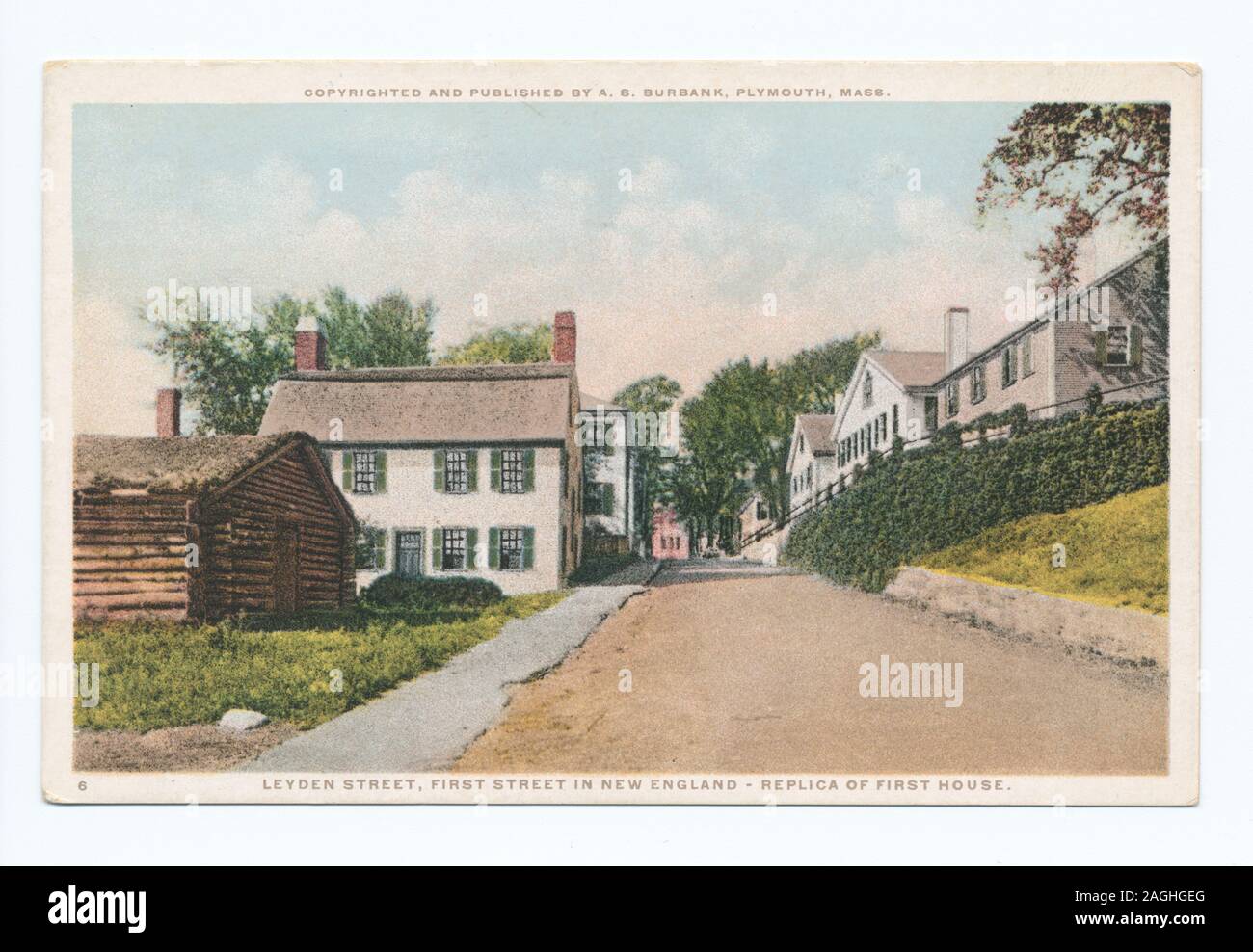 Leyden Street, First Street in New England - Replica of First House; Leyden Street, First Street in New England - Replica of First House Stock Photo