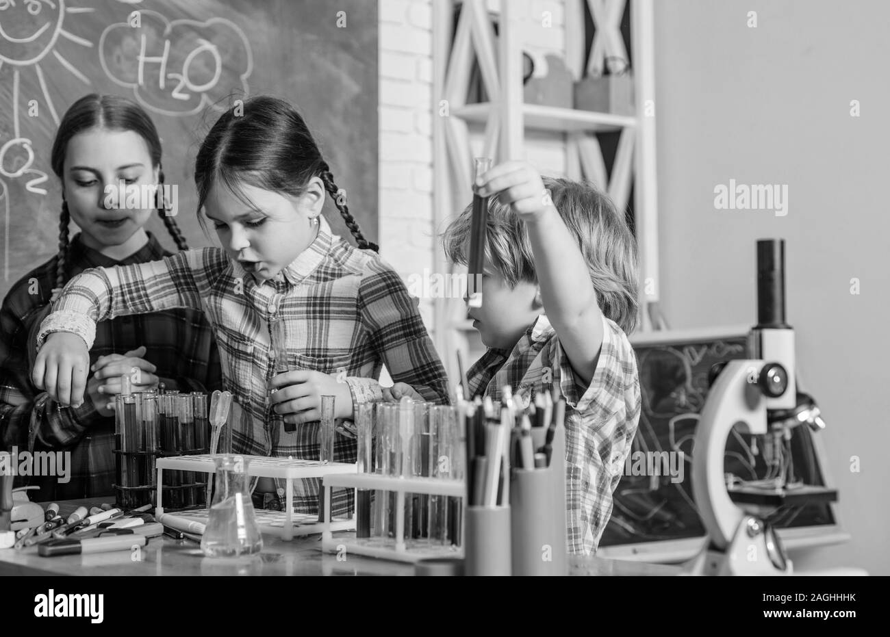 back to school. Educational. children scientists making experiments in