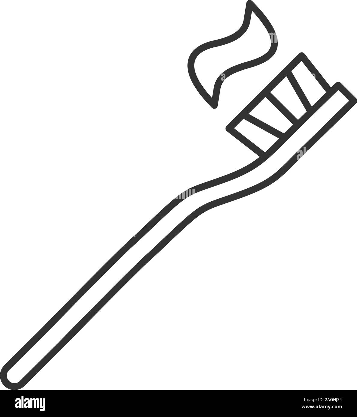 Toothbrush with toothpaste linear icon. Dentifrice. Thin line ...