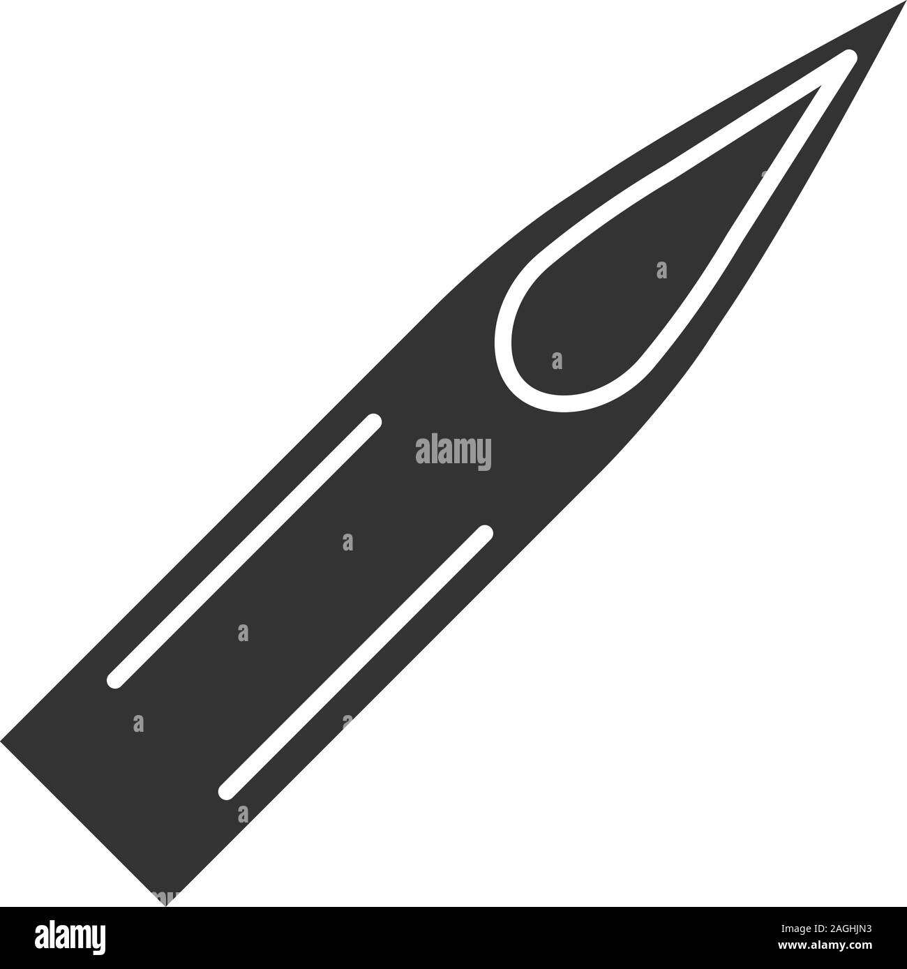 Tattoo needle tip glyph icon. Silhouette symbol. Negative space. Vector