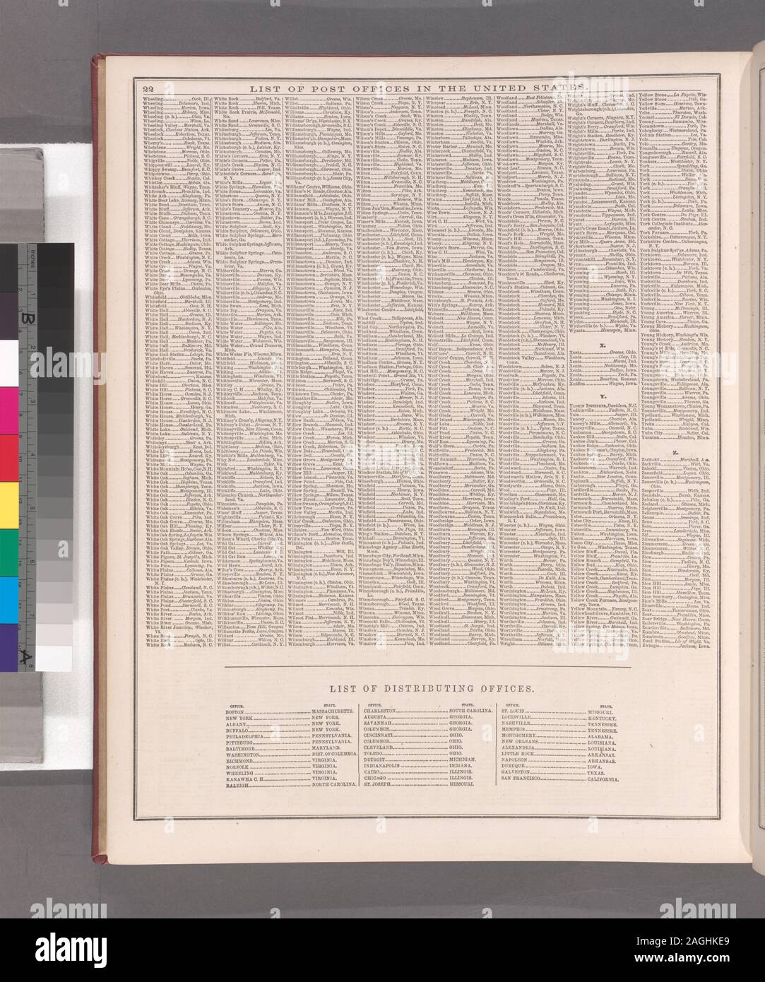 Includes extra numbered maps - Includes Extra Numbered Maps List Of Post Offices In The United States W X Y Z 2AGHKE9 