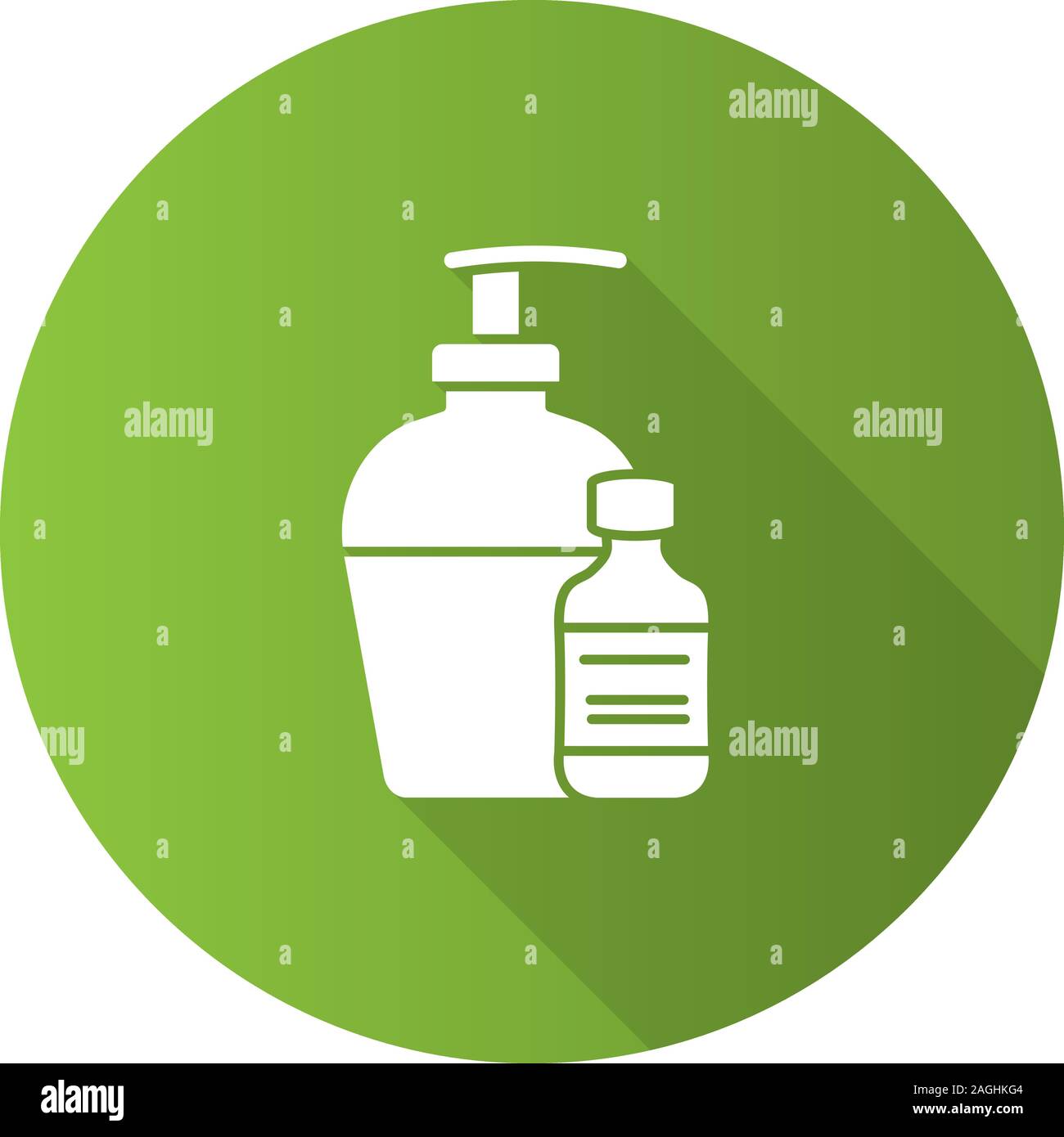 Antibacterial liquid and soap flat design long shadow glyph icon