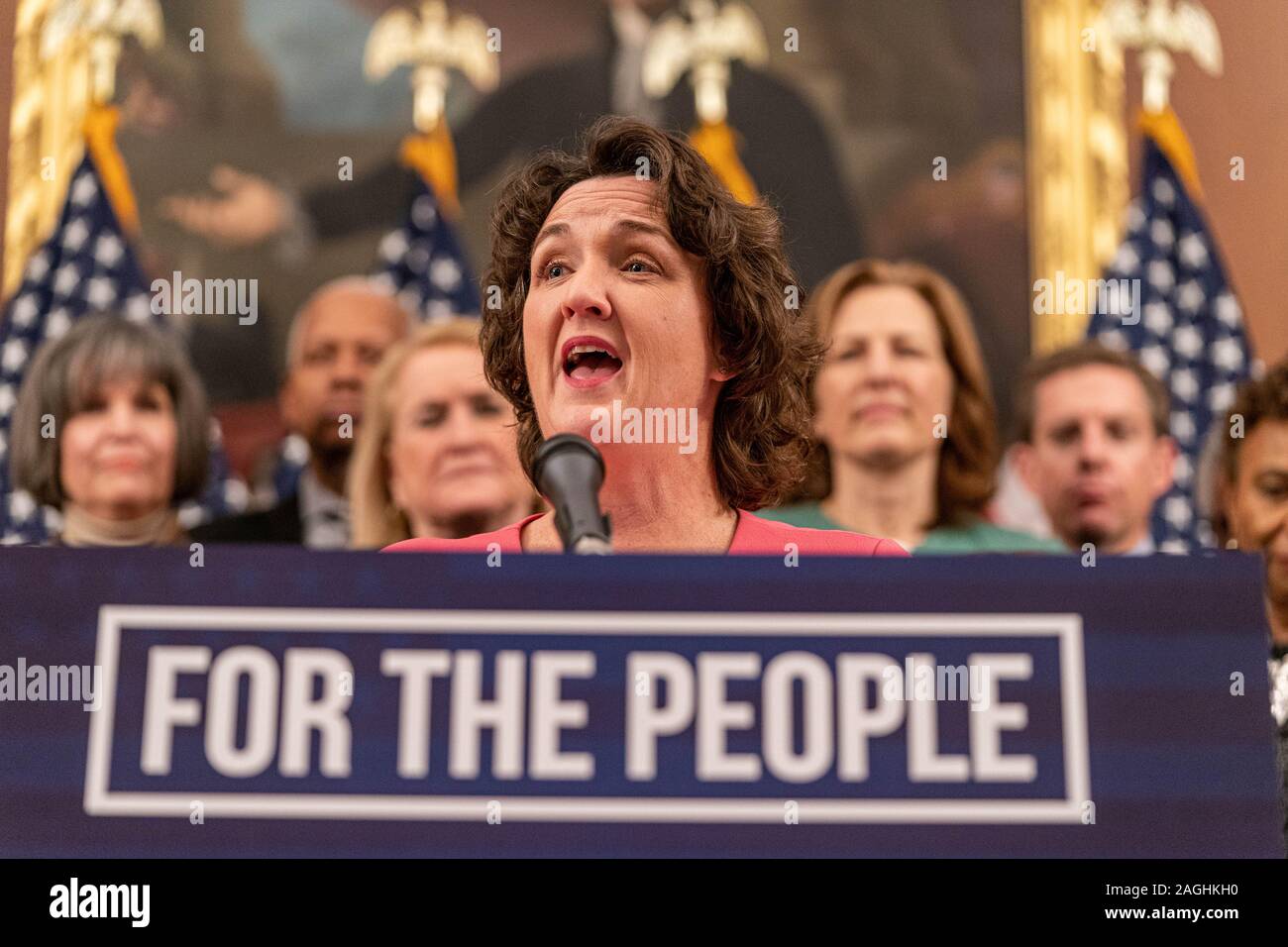 Rep Katie Porter (DCA) speaks as Nancy Pelosi Speaker of the United States House of