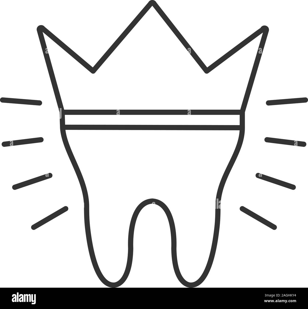Dental crown linear icon. Thin line illustration. Tooth restoration. Contour symbol. Vector isolated outline drawing Stock Vector
