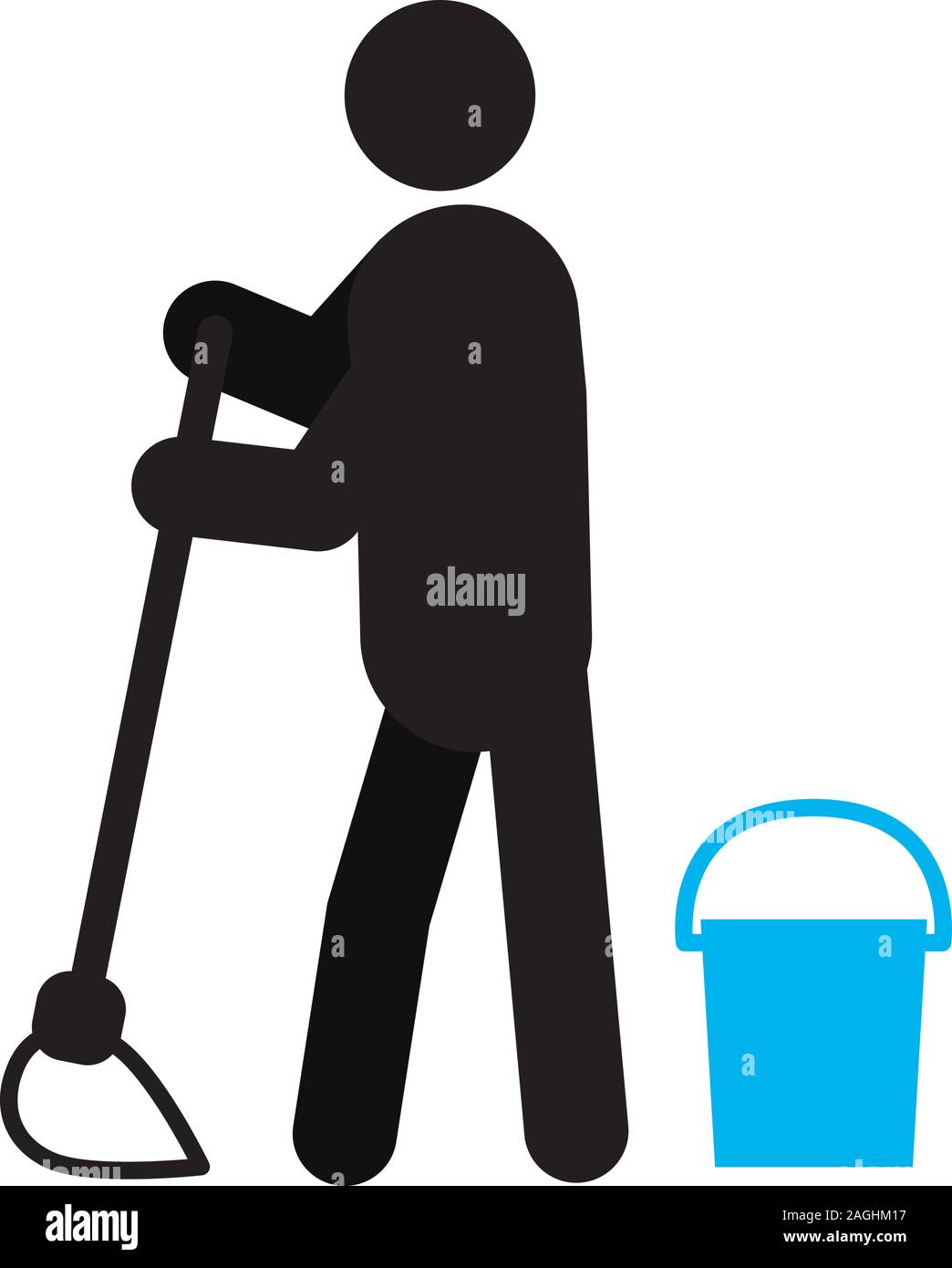 Person Mopping Floor Silhouette Icon Cleaner Janitor Isolated Vector Illustration Stock 