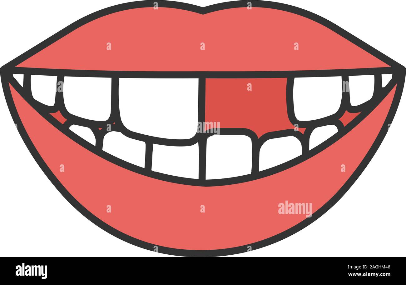 Smile With Missing Tooth Color Icon Isolated Vector Illustration Stock
