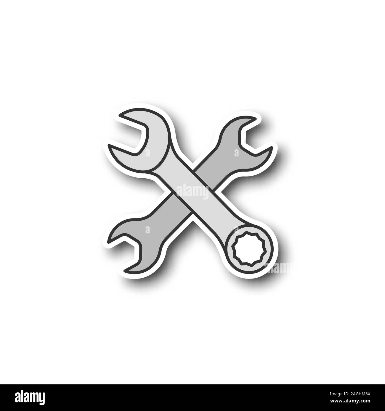 Crossed wrenches patch. Double open ended and combination spanners