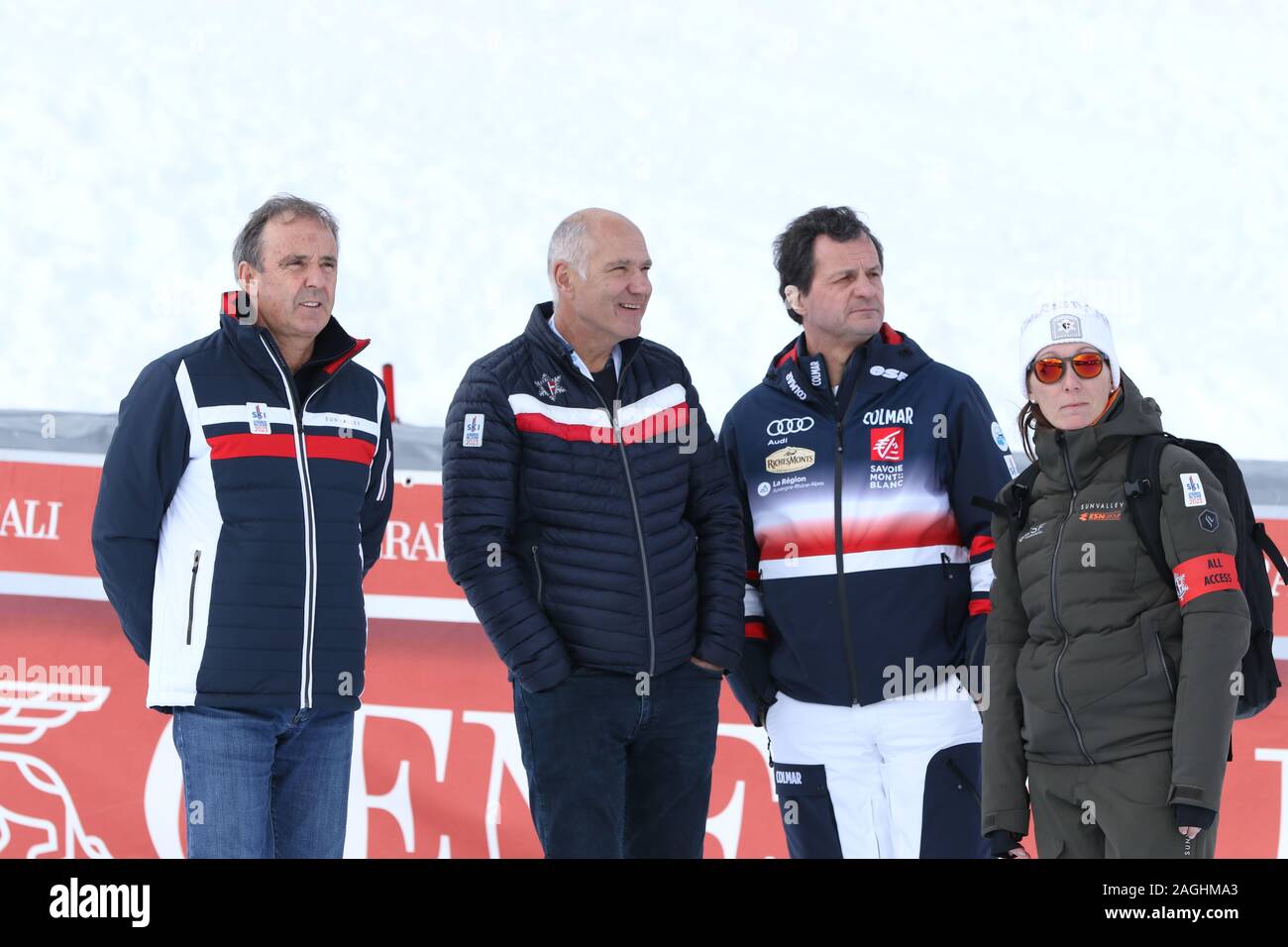 Courchevel, France - French Ski Federation at the end of women's giant slalom  event valid for the Audi FIS Alpine Ski World Cup 2019/20 Stock Photo