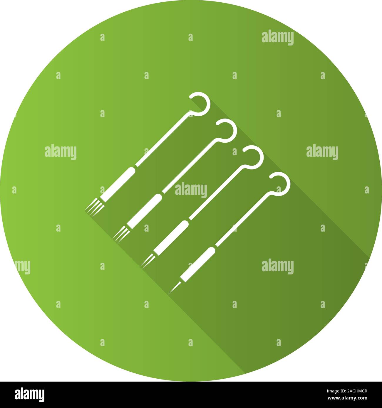 Tattoo needles pack flat design long shadow glyph icon. Magnum, round