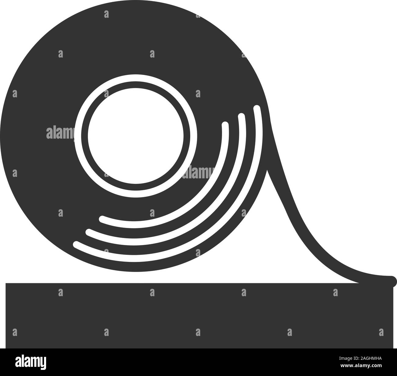 Adhesive tape roll glyph icon. Silhouette symbol. Insulating and