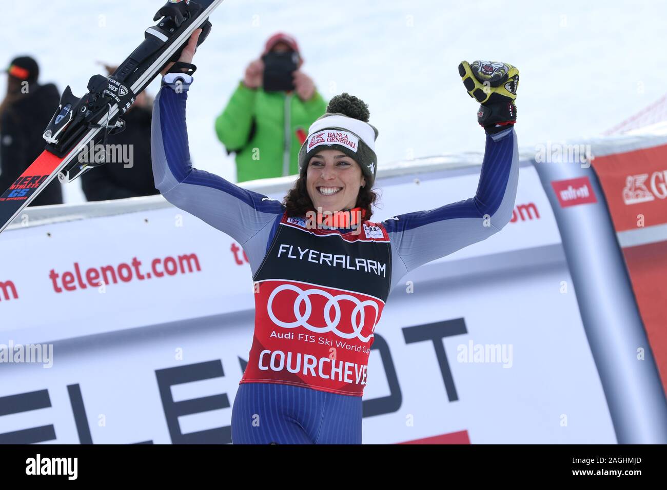 Courchevel, France, Dec 17 2019, Federica Brignone of Italy wins women's Giant Slalom Audi FIS Alpine Ski World Cup 2019/20 Skiing Sport Wintersports Stock Photo