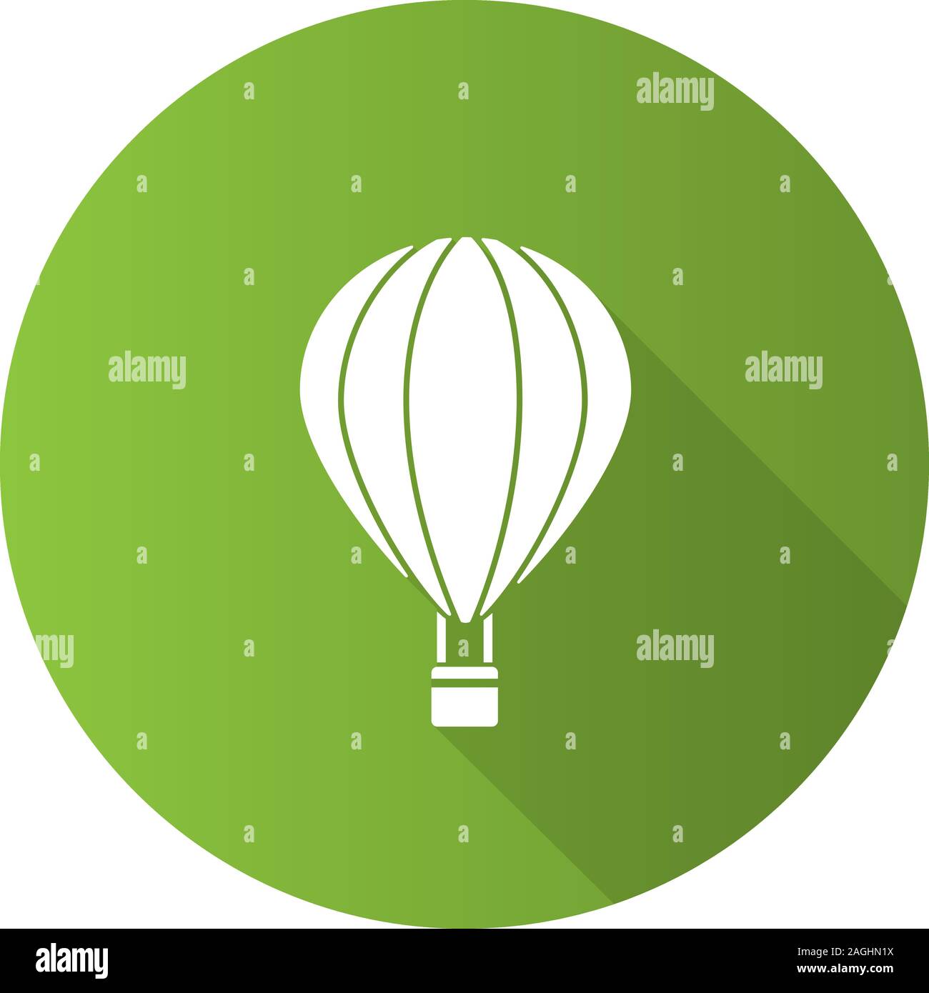 Hot air balloon flat design long shadow glyph icon. Aerostat. Vector ...