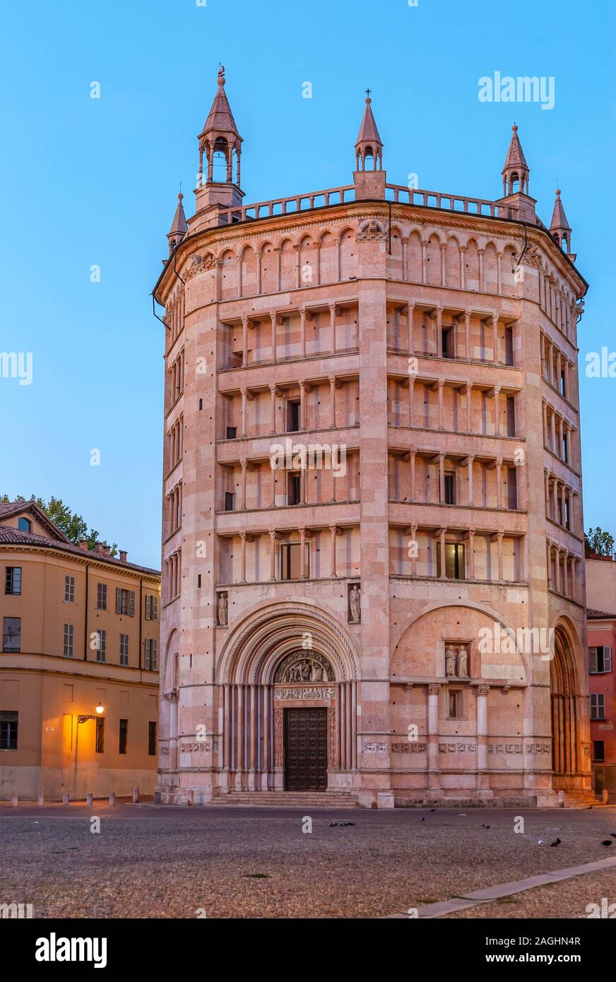 The Baptistery of Parma (Battistero di Parma) is a religious edifice in Parma, Northern Italy Stock Photo
