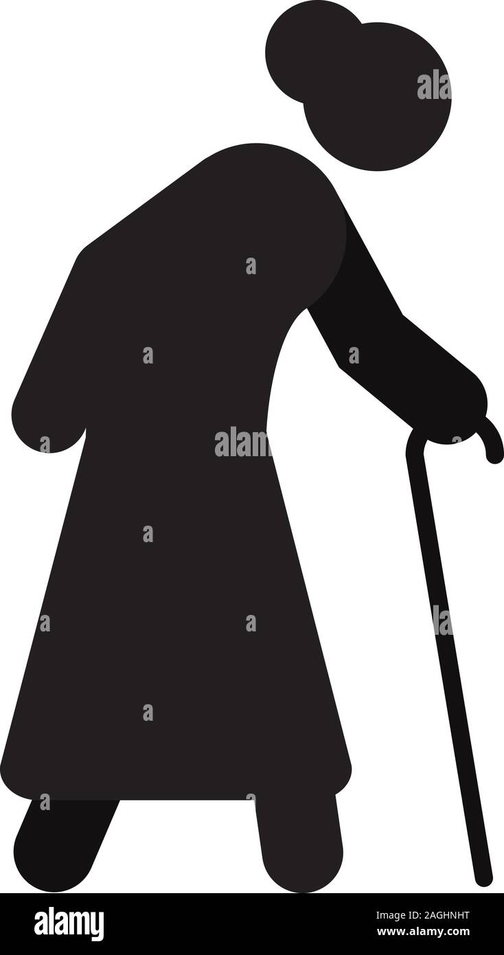 Senior elderly woman walker cane Stock Vector Images - Alamy