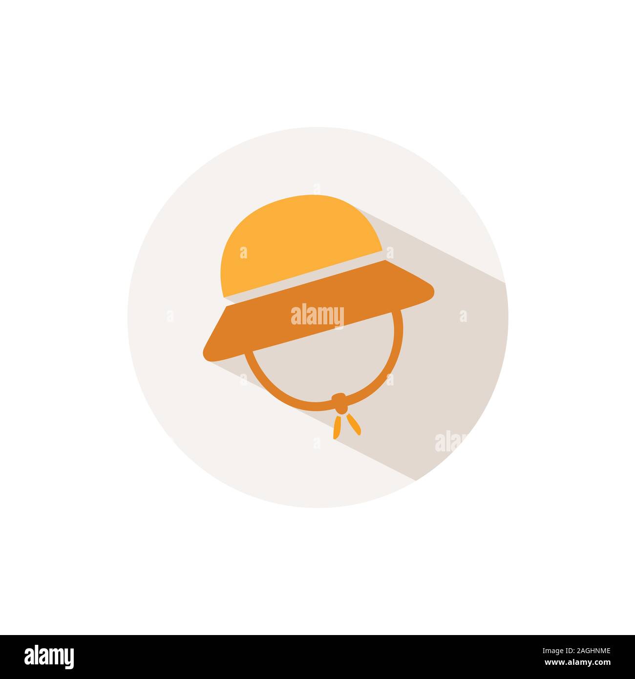 Rain cap. Icon with shadow on a beige circle. Fall flat vector ...