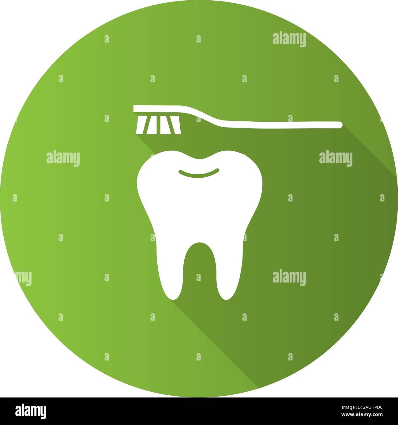 Correct teeth brushing flat design long shadow glyph icon. Tooth with ...