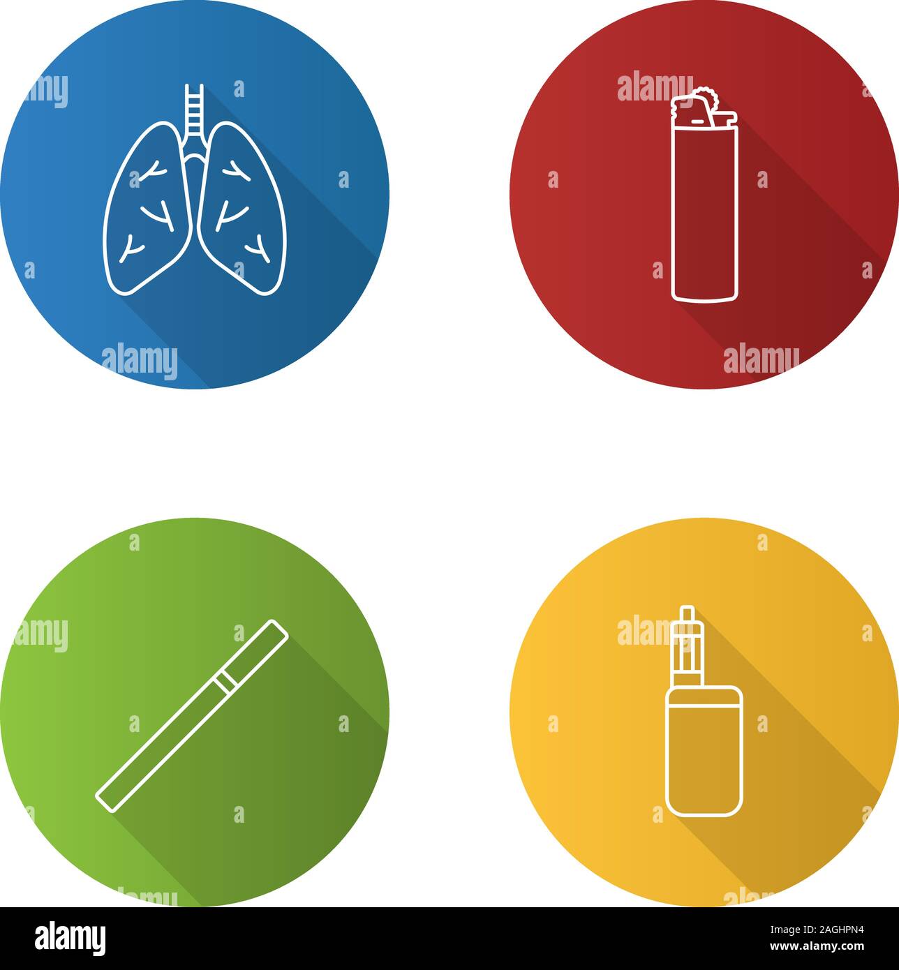 Smoking color icons set. Human lungs, flip lighter, marijuana leaf,  cigarettes pack, hookah, smoker's hand, bong. Isolated vector illustrations  Stock Vector Image & Art - Alamy