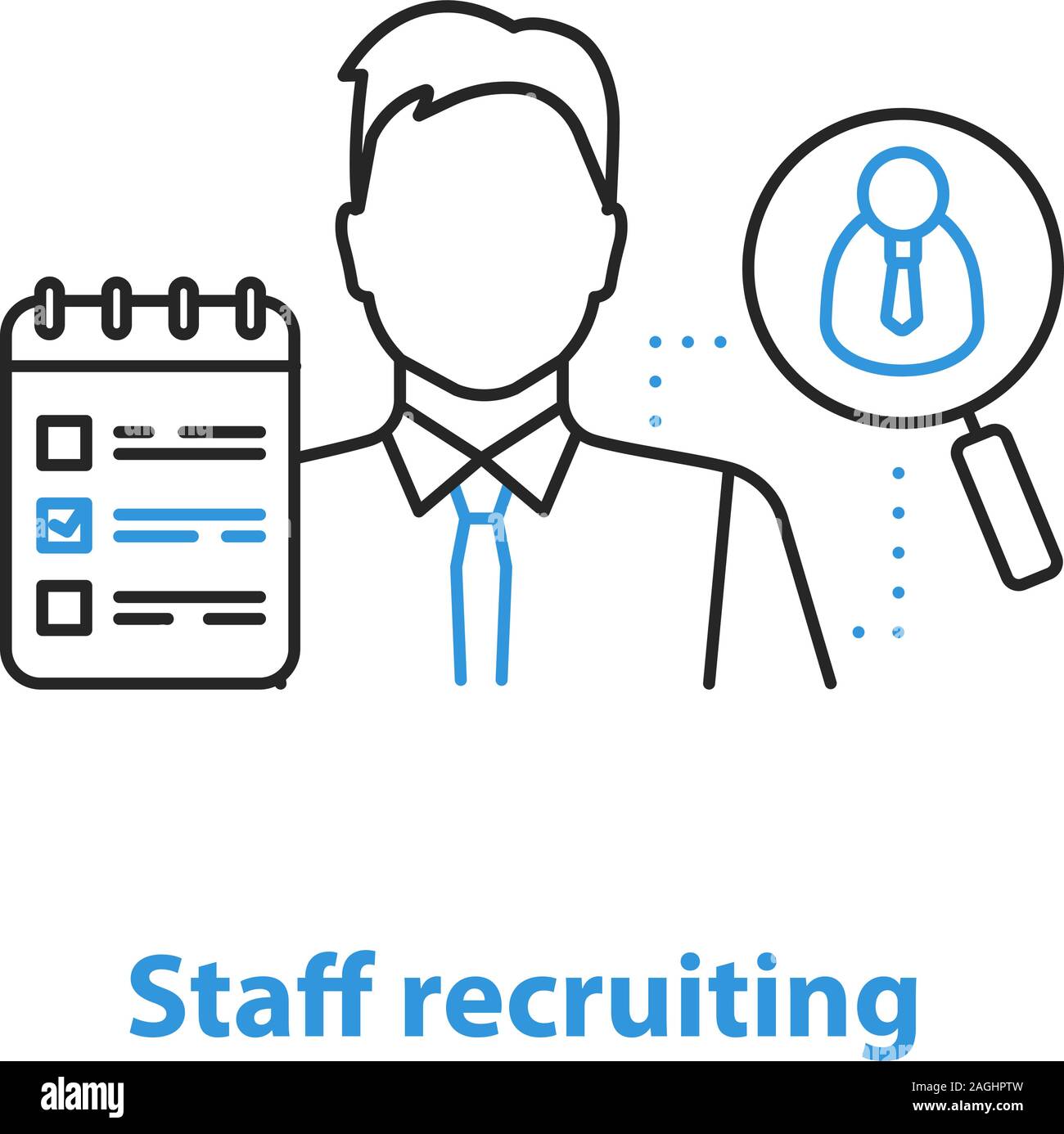 Staff recruitment concept icon. Hiring. Personnel searching idea thin