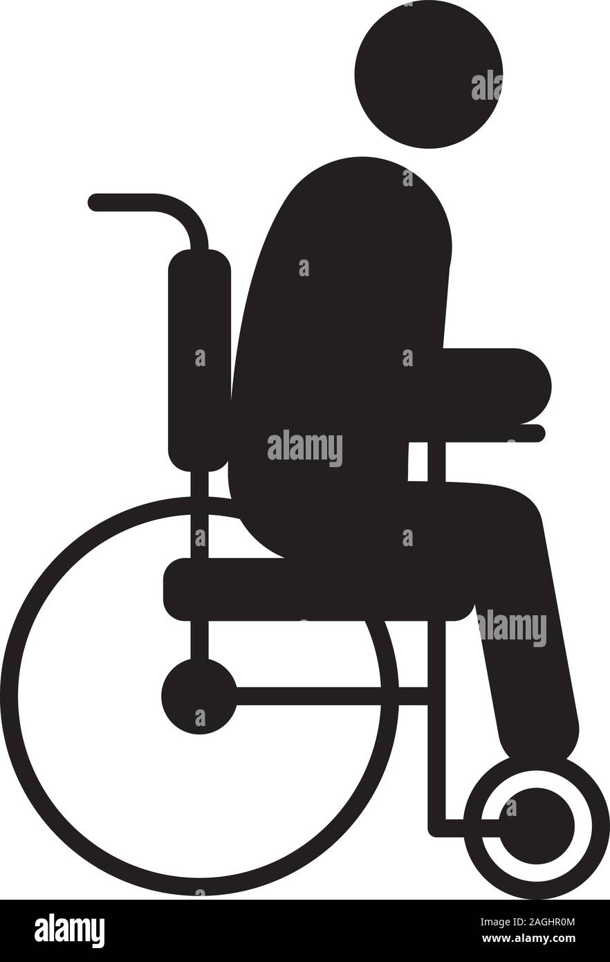 Disabled person in wheelchair silhouette icon. Handicap symbol