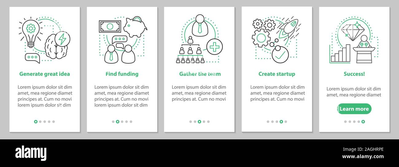 Career growth onboarding mobile app page screen with linear concepts ...