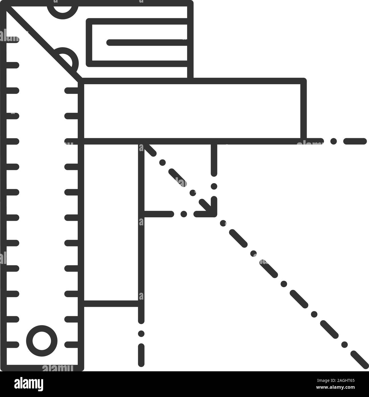 Set square linear icon. Angle measurement. Thin line illustration